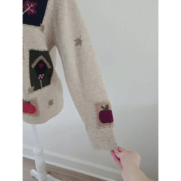 Croft & Barrow Fall Leaves Angora Wool Grandma Core Patchwork Cardigan Sweater S - Picture 6 of 12